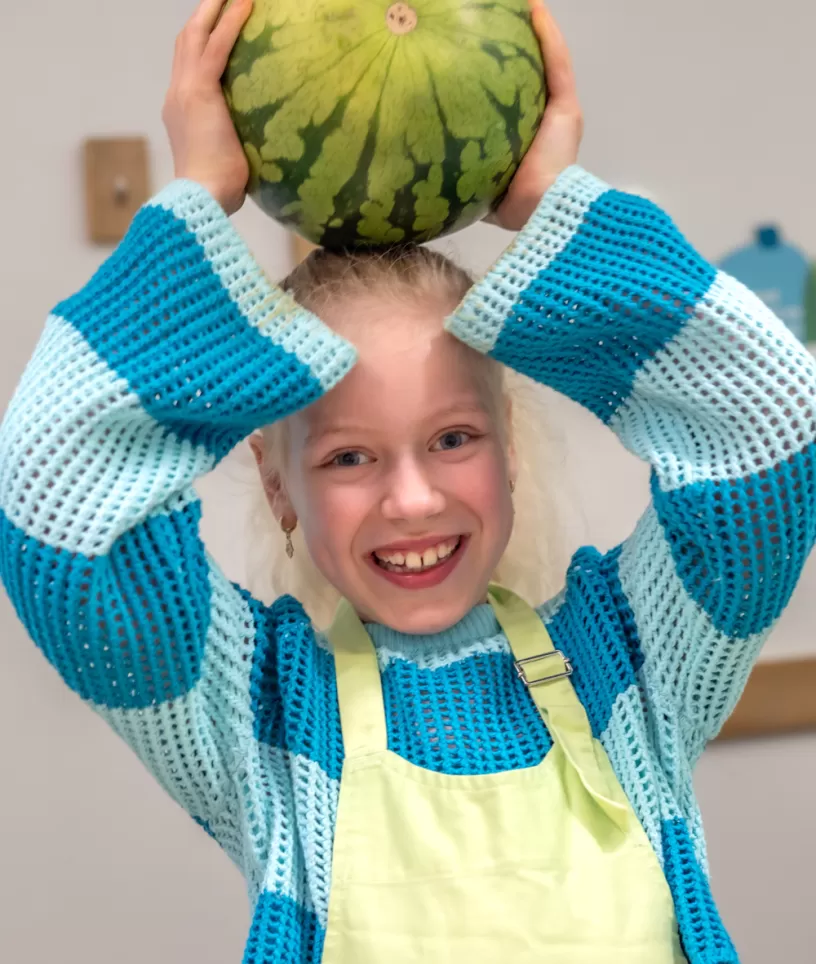 Bink meisje met meloen